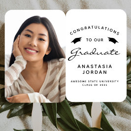 2025 Aangepaste Foto Wit Zwart Afstuderen Handwaaier