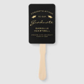 2025 Aangepaste Foto Zwart Goud Afstuderen Handwaaier (Voorkant)