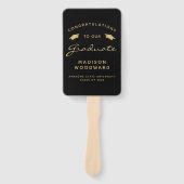 2025 Aangepaste Foto Zwart Goud Afstuderen Handwaaier (Voorkant)