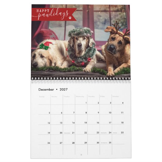 2025 Aangepaste hondenfoto 1 Afbeelding per maand Kalender (Dec 2027)