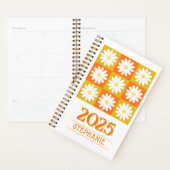 2025 Aangepaste Naam Retro Daisy Checkerboard Bloe Planner (Display)