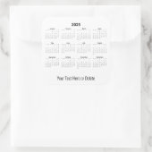 2025 Aangepaste tekst onderaan maandelijkse kalend Vierkante Sticker (Tas)