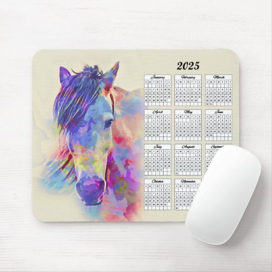 2025 Abstract Horse Calendar Muismat (Met muis)