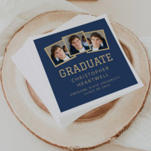 2025 Afgestudeerde 3-foto Navyblauw Goud