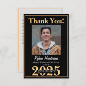 2025 Afstudeerder Bold Gold Black Foto Bedankt (Voorkant / Achterkant)