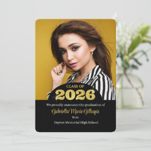 2025 Afstudeerder Faux Gold Bling Zwart Foto Afstu Kaart
