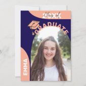 2025 Afstudeerder Foto Blue Arch Design Graduation Kaart (Voorkant)