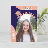 2025 Afstudeerder Foto Blue Arch Design Graduation Kaart (Staand voorkant)