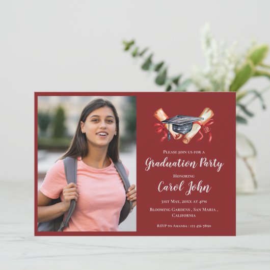 2025 Afstudeerder Foto Elegant Afstudeerfeest Kaart (Staand voorkant)