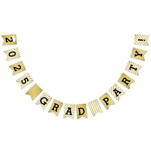 2025 Afstudeerder Party Modern Gold Afstuderen Vlaggetjes (Alle)