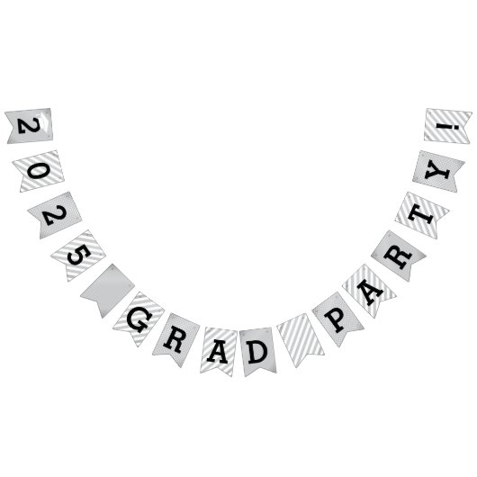 2025 Afstudeerder Party Modern Silver Afstuderen Vlaggetjes (Alle)