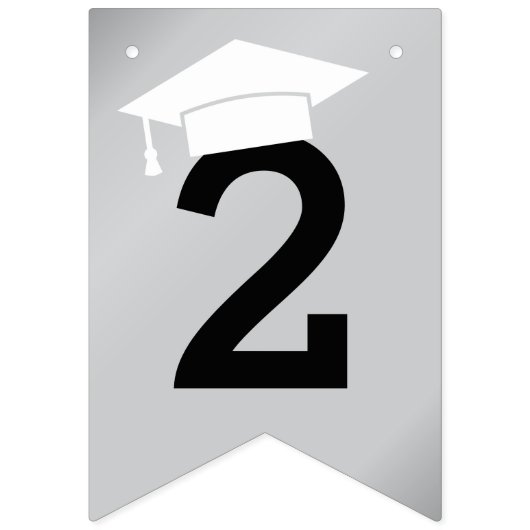 2025 Afstudeerder Party Modern Silver Afstuderen Vlaggetjes (Eerste vlag)