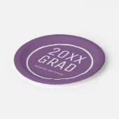 2025 Afstudeerder, Schoolnaam Modern Paarse Afstud Papieren Bordje (Gekanteld)