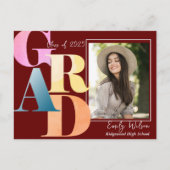 2025 AFSTUDEERDER Twee Foto Rode Afstuderen Aankon Briefkaart (Voorkant)