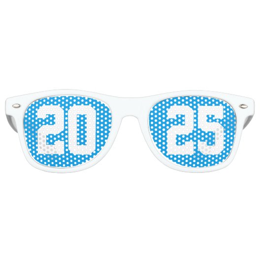 2025 Afstudeerfeest Cool Blue Varsity Retro Zonnebril (Voorkant)