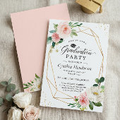 2025 Afstudeerfeest Girly Blush Roze Bloemen Kaart