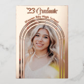 2025 Afstudeerfeest Photo Arch Roos Gold Folie In Folie Uitnodiging (Voorkant)