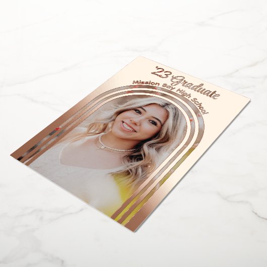 2025 Afstudeerfeest Photo Arch Roos Gold Folie In Folie Uitnodiging (Gedraaid)