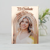 2025 Afstudeerfeest Photo Arch Roos Gold Folie In Folie Uitnodiging (Staand Voorkant)