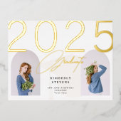 2025 Afstuderen 2 boogfoto's Afstudeerfeest Folie Uitnodiging Briefkaart (Voorkant)
