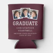 2025 Afstuderen 3-Foto Bourgondië Wit Sportief Blikjeskoeler (Voorkant)