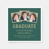 2025 Afstuderen 3-foto groen goud Servet (Voorkant)