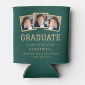 2025 Afstuderen 3-foto groen goud sportief Blikjeskoeler (Voorkant)