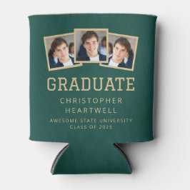 2025 Afstuderen 3-foto groen goud sportief Blikjeskoeler