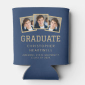 2025 Afstuderen 3-foto Navy Blue Gold Sporty Blikjeskoeler (Achterkant)