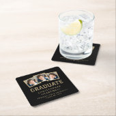 2025 Afstuderen 3-foto zwart en goud Kartonnen Onderzetters (Insitu)