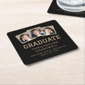 2025 Afstuderen 3-foto zwart en goud Kartonnen Onderzetters (Schuin)