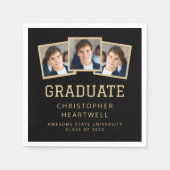 2025 Afstuderen 3-foto zwart en goud Servet (Voorkant)