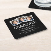 2025 Afstuderen 3-foto zwart-wit Kartonnen Onderzetters (Schuin)