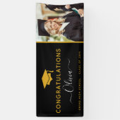 2025 Afstuderen Black Gold High School College Spandoek (Verticaal)