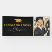 2025 Afstuderen Black Gold High School College Spandoek (Horizontaal)