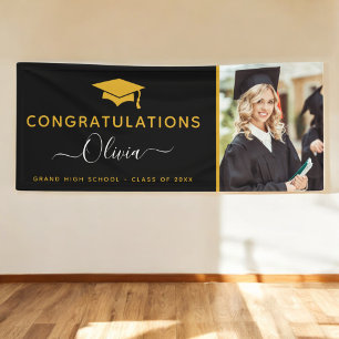 2025 Afstuderen Black Gold High School College Spandoek