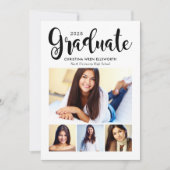 2025 Afstuderen Black Script Photo Collage Party Kaart (Voorkant)