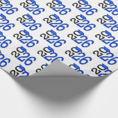 2025 Afstuderen blauw en zwart Cadeaupapier (Hoek)