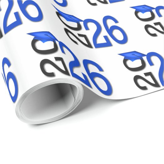 2025 Afstuderen blauw en zwart Cadeaupapier (Rol Hoek)