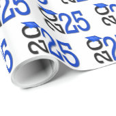 2025 Afstuderen blauw en zwart Cadeaupapier (Rol Hoek)