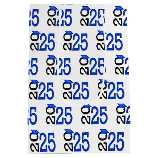 2025 Afstuderen blauw en zwart Medium Cadeauzakje (Achterkant)