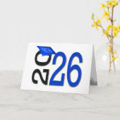 2025 Afstuderen Blauw en Zwart Schoolkleuren Kaart (Gele Bloem)