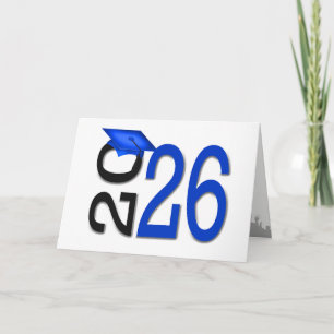2025 Afstuderen Blauw en Zwart Schoolkleuren Kaart