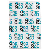 2025 Afstuderen Blauwgroen en zwart Medium Cadeauzakje (Achterkant)