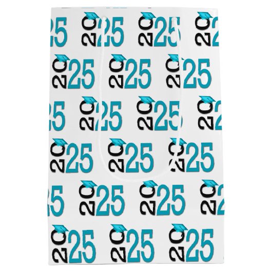 2025 Afstuderen Blauwgroen en zwart Medium Cadeauzakje (Achterkant)