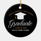 2025 Afstuderen Chic Black Gold Custom High School Keramisch Ornament (Voorkant)