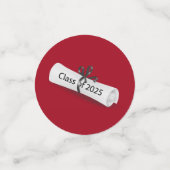 2025 Afstuderen Diploma op wit en rood Confetti (Kleine voorkant)