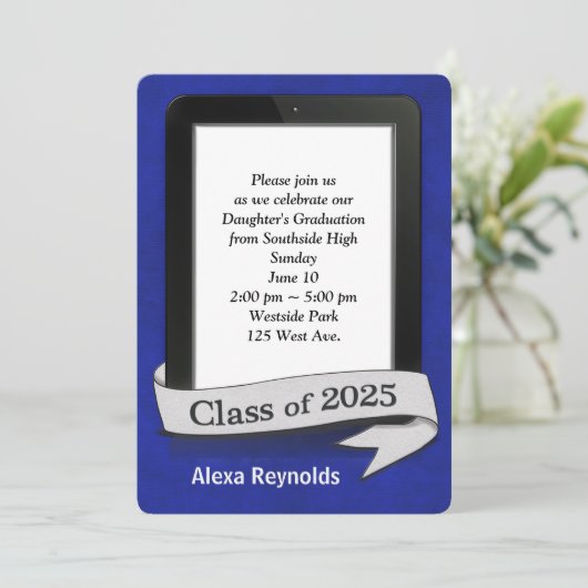 2025 Afstuderen Electronic Tablet Party Kaart (Staand voorkant)