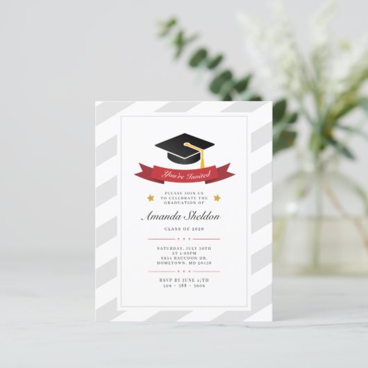 2025 Afstuderen Elegant Afstudeerder Uitnodiging (Staand voorkant)