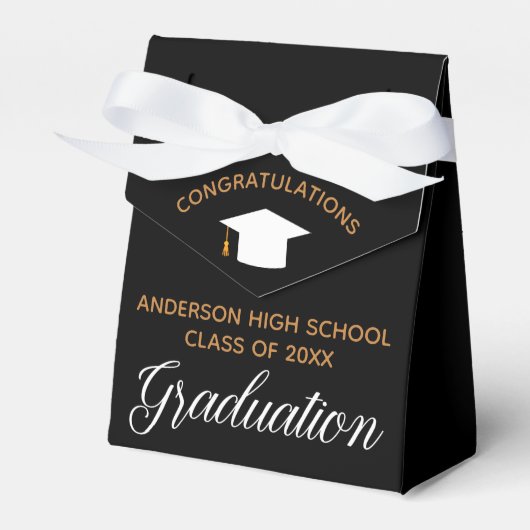 2025 Afstuderen Elegant Zwart Goud Custom Party Bedankdoosjes (Voorkant Zijde)